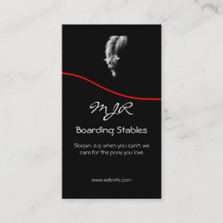 Monogram, Pony Portrait, red swoosh Business Card