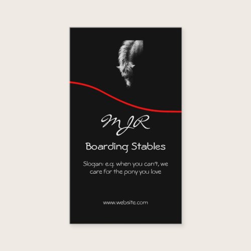 Monogram, Pony Portrait, red swoosh Business Card