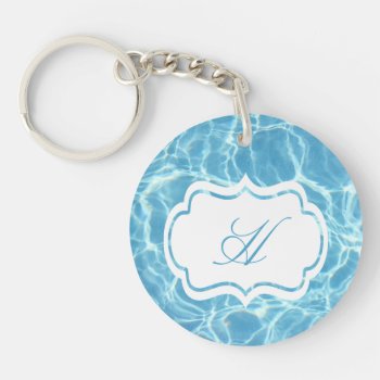 Monogram Pool Water Acrylic Keychain by CarriesCamera at Zazzle