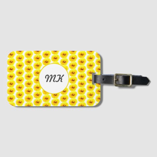 Monogram Poppy Floral Gold Yellow Abstract Gift Luggage Tag