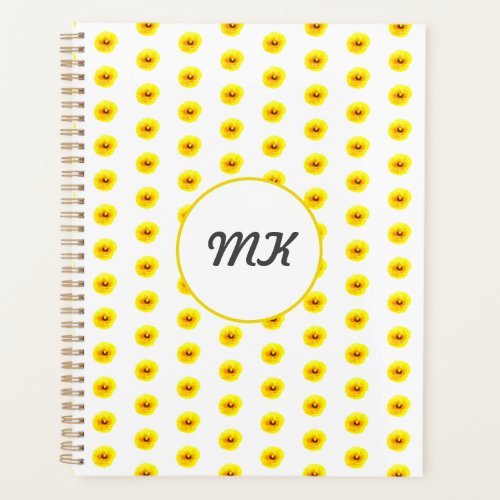 Monogram Poppy Gold Yellow  Floral Abstract Name Planner
