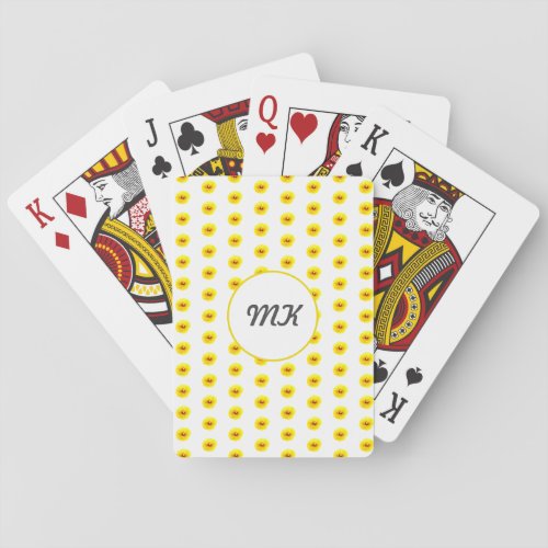 Monogram Poppy Gold Yellow  Floral Abstract Name Poker Cards