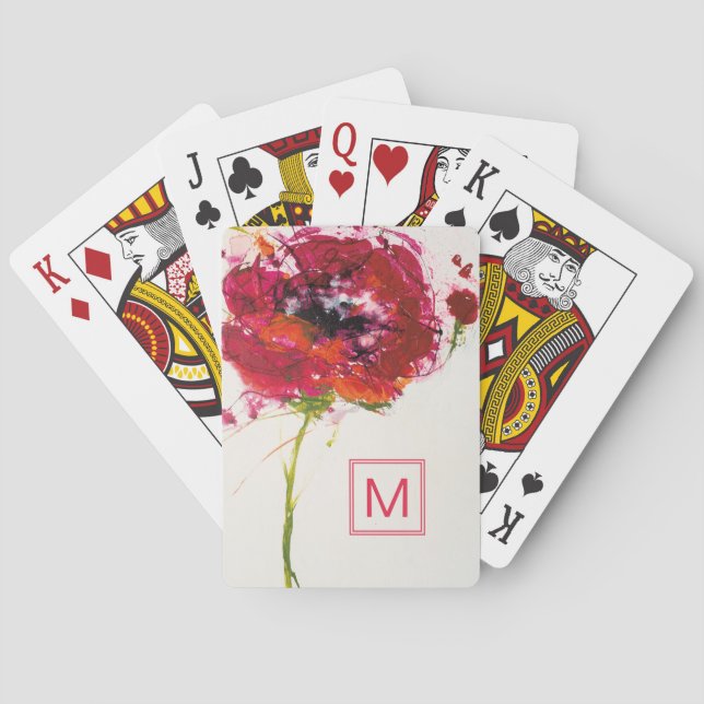 Monogram | Poppy on White Poker Cards (Back)