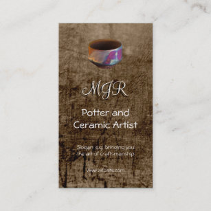 Monogram, Potter, Ceramic Artist, leather-effect Business Card