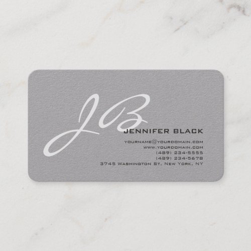 Monogram Premium Grey White Rounded Corner Business Card