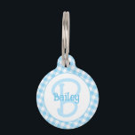 Monogram Preppy Blue Gingham Pet ID Tag<br><div class="desc">This preppy design features a blue gingham background with space for a name, monogram and address. Click the customize button for more flexibility in modifying the text! Variations of this design as well as coordinating products are available in our shop, zazzle.com/store/doodlelulu. Contact us if you need this design applied to...</div>