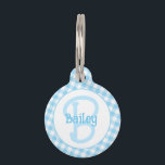 Monogram Preppy Blue Gingham Pet ID Tag<br><div class="desc">This preppy design features a blue gingham background with space for a name, monogram and address. Click the customize button for more flexibility in modifying the text! Variations of this design as well as coordinating products are available in our shop, zazzle.com/store/doodlelulu. Contact us if you need this design applied to...</div>