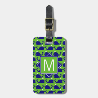 Monogram | Preppy Blue & Green Whales Luggage Tag