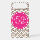 Monogram Preppy Chevron in Gold Glitter Case-Mate iPhone Case (Back)