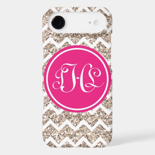 Monogram Preppy Chevron in Gold Glitter Case-Mate iPhone Case (Back)