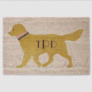 Monogram Preppy Golden Retriever Fiber Doormat