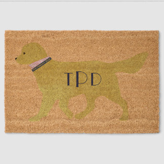 Monogram Preppy Golden Retriever Fiber Doormat