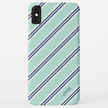Monogram Preppy Mint Stripes Iphone Xs Max Case by heartlockedcases at Zazzle
