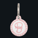 Monogram Preppy Pink Gingham Pet ID Tag<br><div class="desc">This preppy design features a pink gingham background with space for a name, monogram and address. Click the customize button for more flexibility in modifying the text! Variations of this design as well as coordinating products are available in our shop, zazzle.com/store/doodlelulu. Contact us if you need this design applied to...</div>