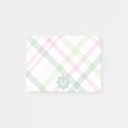 Monogram  Preppy Plaid Post_it Notes