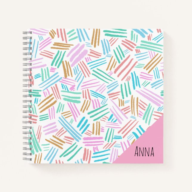 Monogram pretty abstract Cute lines blue Pinky  Notebook (Front)