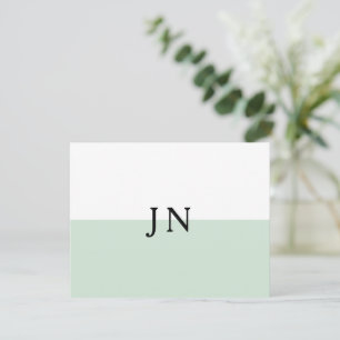 Monogram Pretty Green Pastel White Color Block Note Card