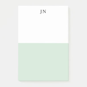 Monogram Pretty Green Pastel White Color Block Post-it Notes