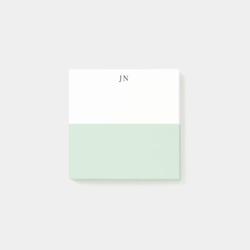 Monogram Pretty Green Pastel White Color Block Post_it Notes