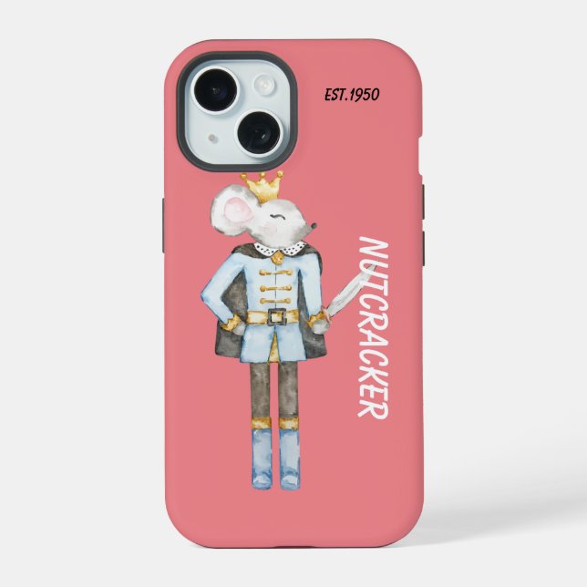 Monogram pretty nutcracker Christmas pink Iphone Case (Back)