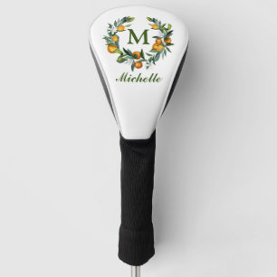 Monogram Pretty orange Wreath Butterflies Golf  Head Cover