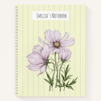 Monogram pretty pastel retro 50s Purple floral Notebook