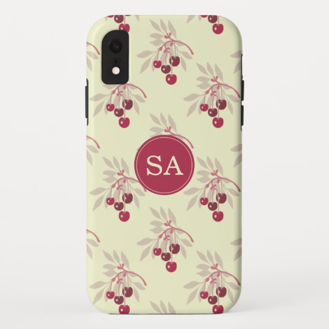 Monogram Pretty Red Cherry iPhone Case-Mate iPhone Case (Back)