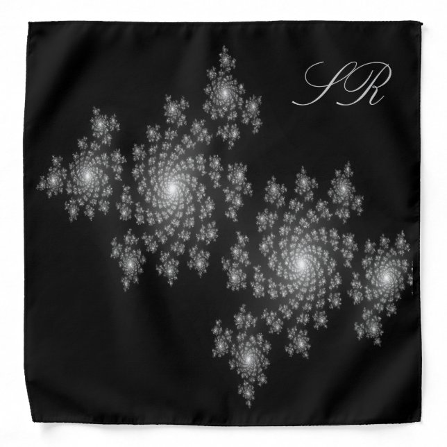 Monogram Pretty Sparkle fractal pattern Bandana (Front)