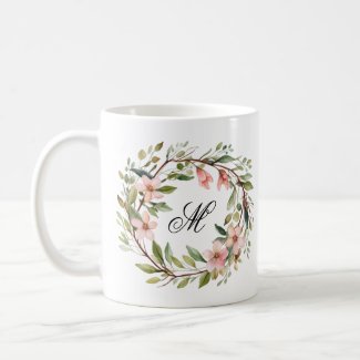 Monogram Pretty Twig and Wildflower Wreath