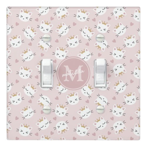 Monogram Princess Cat Pink  Light Switch Cover