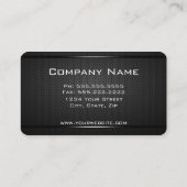Monogram Professional Black Metal Textured Business Card (Back)