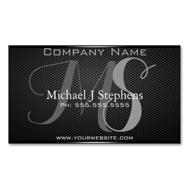 Monogram Professional Black Metal Textured Magnet (Front)