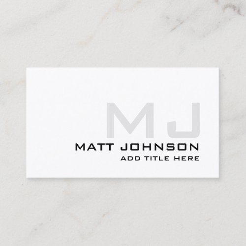 Monogram Professional Black White Business Card