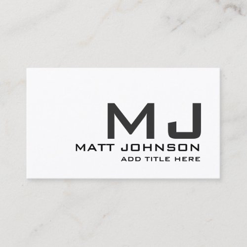 Monogram Professional Black White Business Card