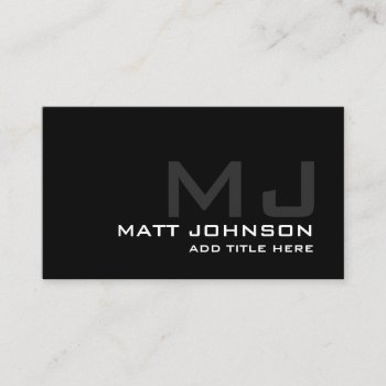 Monogram Professional Black White Business Card by Thank_You_Always at Zazzle