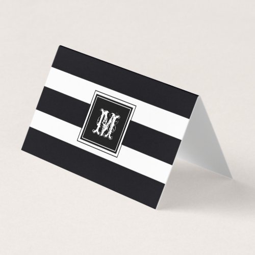  Monogram Professional Black  White Modern Business Card