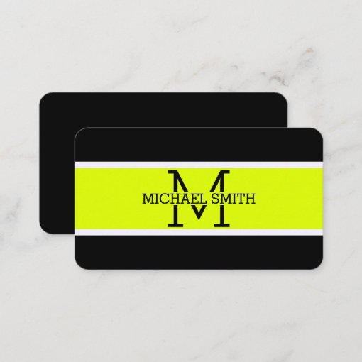 Monogram Professional Chartreuse Modern Business Card Zazzle 
