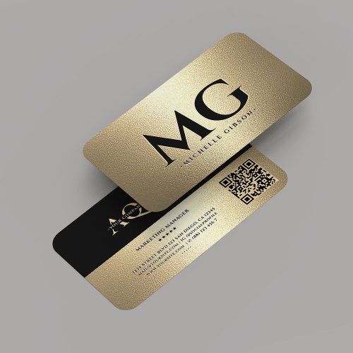 Monogram Professional Company Black Gold Modern Business Card