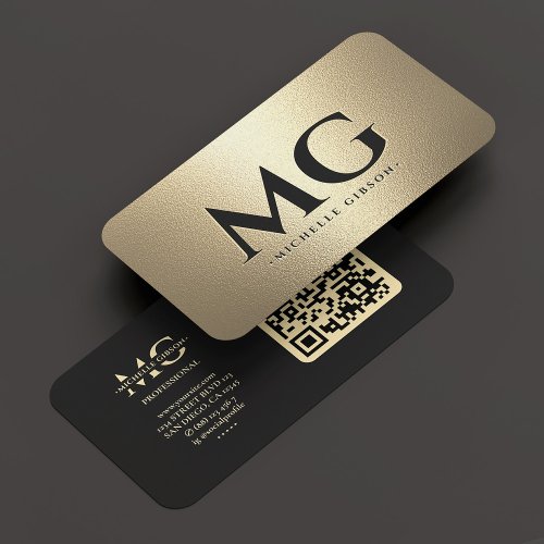 Monogram Professional Elegant Black Gold  Business Card