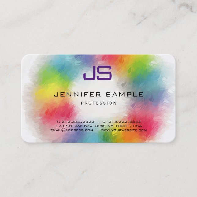 Monogram Professional Elegant Colorful Template Business Card (Front)