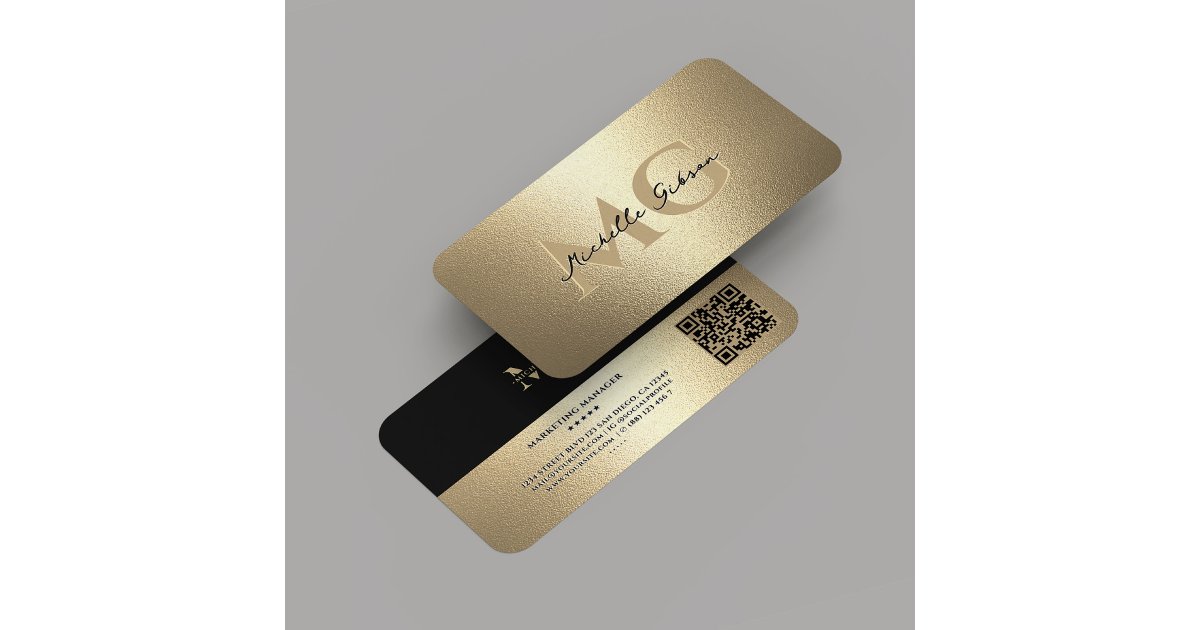 Monogram Professional Elegant Faux Gold Modern Business Card | Zazzle