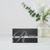 Monogram Professional Elegant Modern Black Business Card (Standing Front)