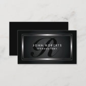 Monogram Professional Elegant Modern Black Business Card (Front/Back)