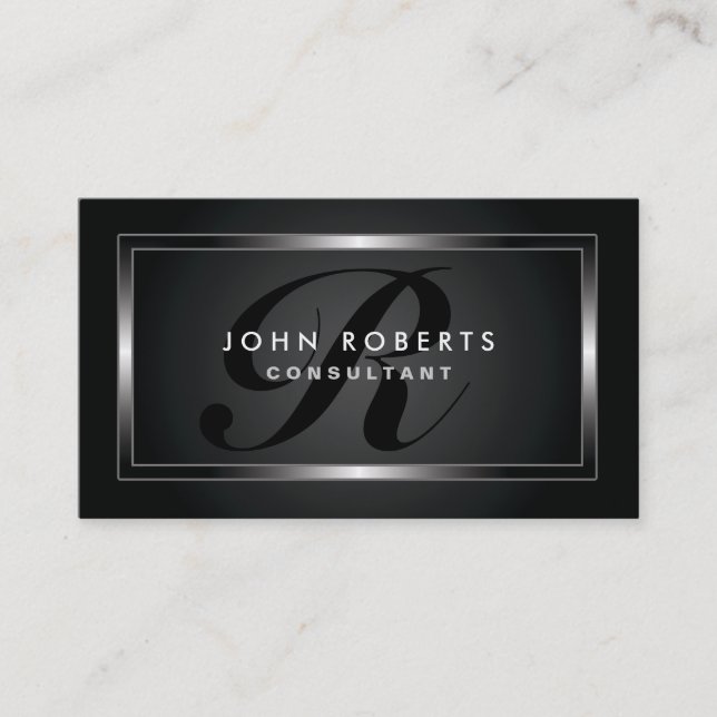 Monogram Professional Elegant Modern Black Business Card (Front)