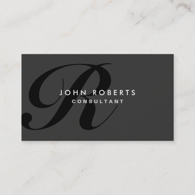 Monogram Professional Elegant Modern Black Business Card (Front)
