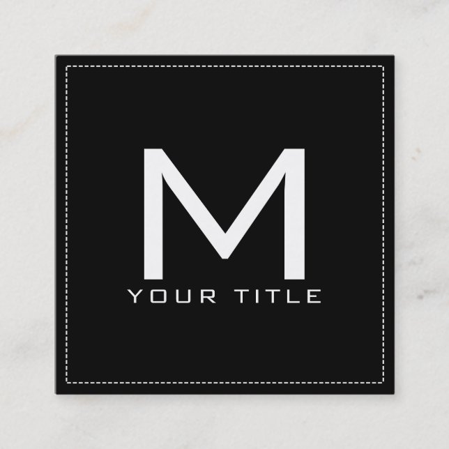 Monogram Professional Elegant Modern Black Square Business Card (Front)