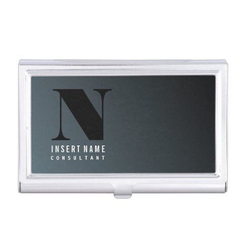 Monogram Professional Elegant Modern Cadet Plain Business Card Holder