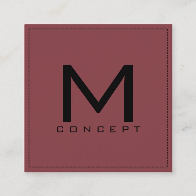 Monogram Professional Elegant Modern Cordovan Square Business Card (Front)