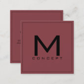 Monogram Professional Elegant Modern Cordovan Square Business Card (Front/Back)