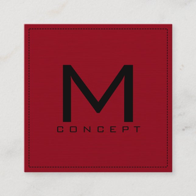 Monogram Professional Elegant Modern Dark Red Square Business Card (Front)